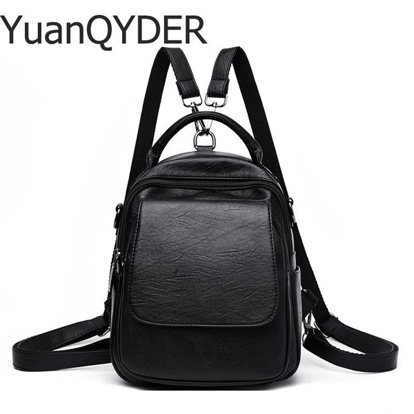 

women leather backpack fashion school shoulder backpack female sac a dos travel ladies bagpack mochilas casual daypacks 2020
