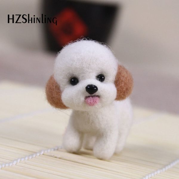 

fashion women summer craft handmade lovely dog toy doll wool felt poked kitting diy cute animal wool felting non-finished