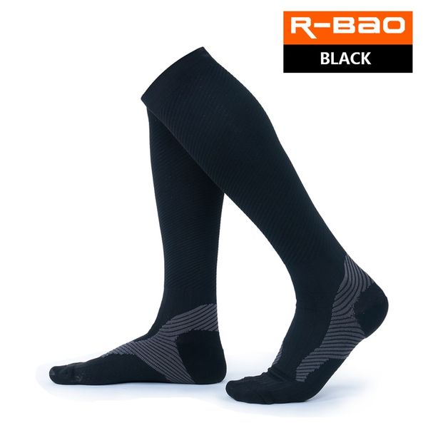 

r-bao 1 пара высококачественные marathon мужские носки велоспорт compression бег носки спорт на открытом воздухе длинные knee high велосипед, Black