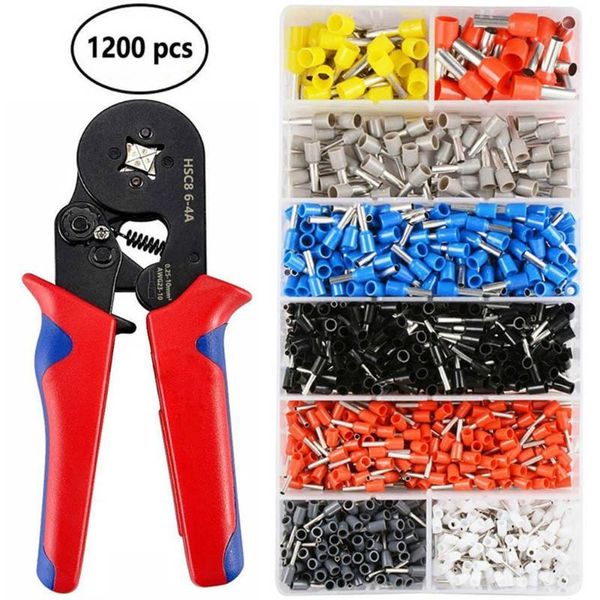 

1200pcs terminal crimping pliers sets tubular ratchet clamp cold pressed terminal connector copper tinning hand tools