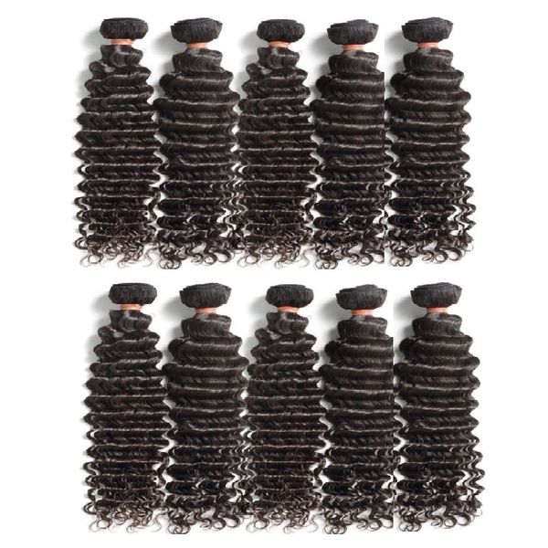 

wholesale malaysian virgin remy human hair bundles deep wave 1kg 10pieces lot natural color cuticle aligned hair from one donor, Black