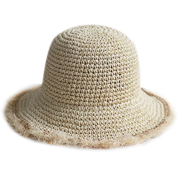 

new women's summer hand-woven foldable wide brim fisherman 100% raffia straw sun hat, Blue;gray