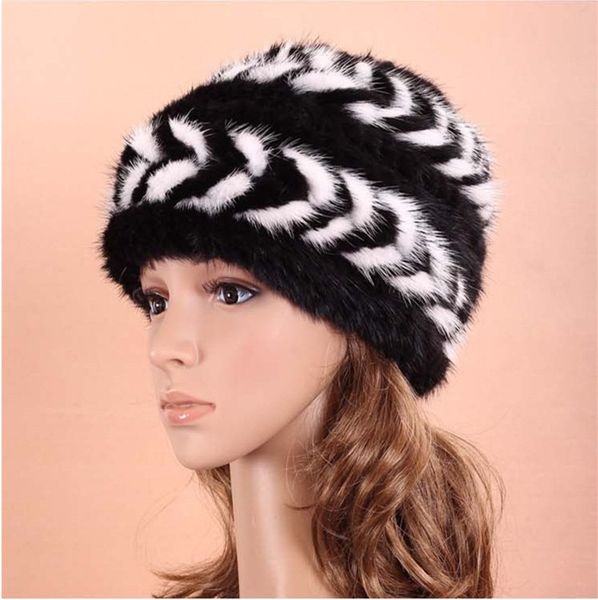

hat knitted cap women's cap of natural fur.winter thicken beanie, gray,brown,white fur russian winter hat h320, Blue;gray