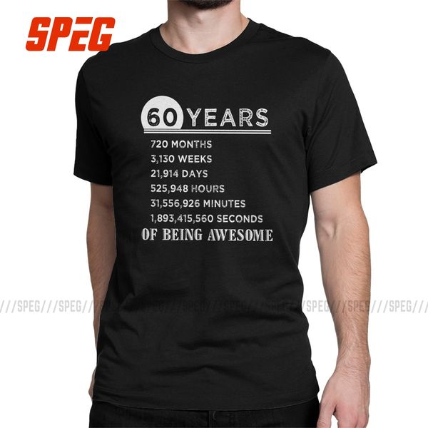 

60 years old of being awesome t shirts for men 100% cotton funny 1960 t-shirt 60th birthday gifts tee short sleeve clothes gift