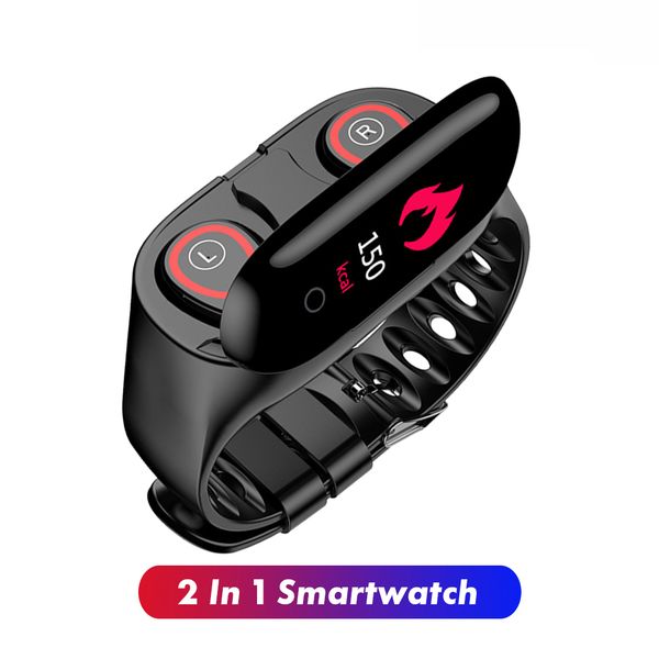 

waterproof ip67 smart wristband with m1 bluetooth earphone heart rate monitor smart wristband long time standby fitness bracelet sport watch
