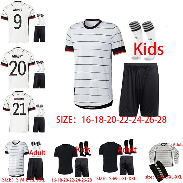 

germany 2020 soccer jersey home kit hummels kroos draxler reus muller gotze european cup football shirts uniforms men + kids kit +socks, Black