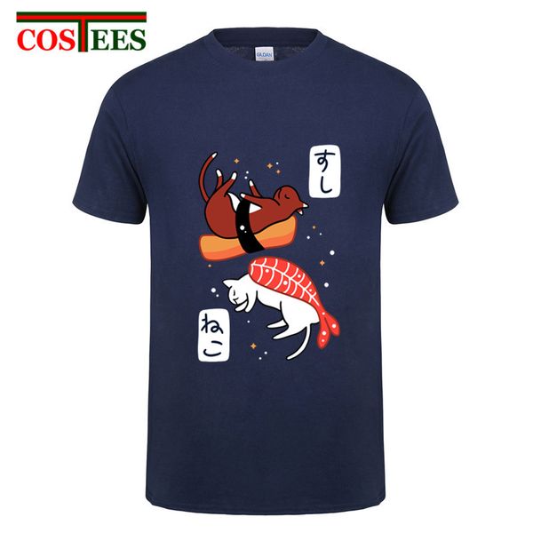 

kawaii neko sushi t shirts homme japanese food cute cat sushi t-shirt hombre cool fashion animal print tee shirt camiseta tshirt