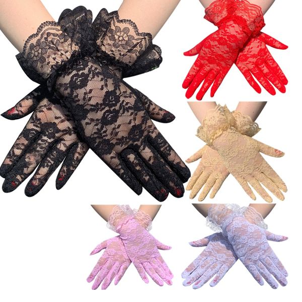

1 set of 7 color gloves fashion women lace party gloves women sunsn, Blue;gray