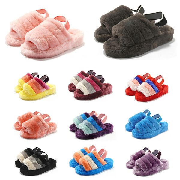 

winter slippers furry cotton slide warm fur sandals for woman grey black red pinks womens trainers size 36-44 platform shoes