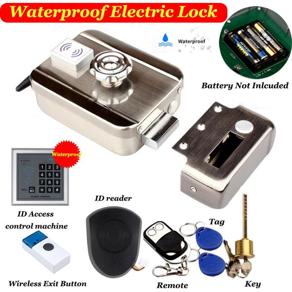 

smart lock waterproof electric outdoor gate battery driven wireless wiress exit switch 433mhz remote door