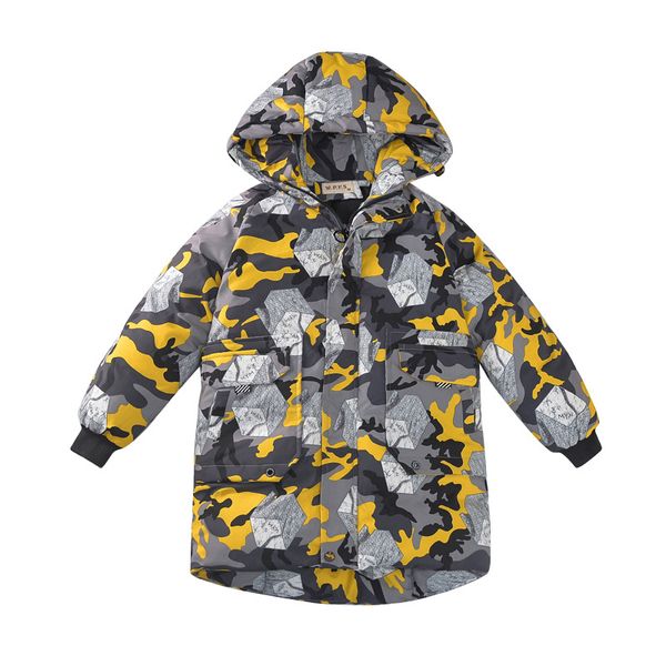 

ins baby boys' winter coat korean 4-11 years old thick camouflage down hooded cotton clothes outdoor windbreaker 4 colors, Blue;gray