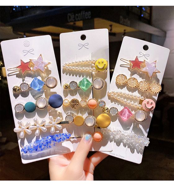 

fashion women pearl hair pins korean girl hair clip set hairclip hair accessories design custom glossy girls hairpins new style, Black;brown