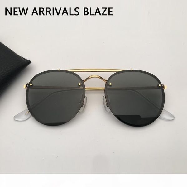 

designer sunglasses men women sunglasses double bridge blaze sun glasses de soleil with black or brown leather case, and all accessories, White;black