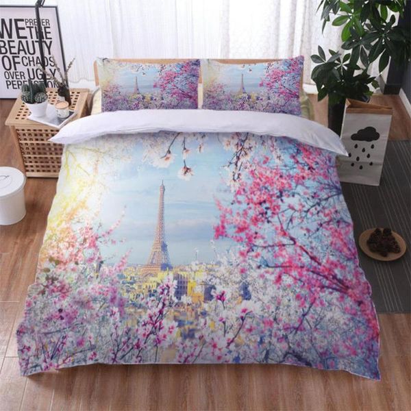 

bedding sets 2/3pcs tower florals soft 100% polyester scenic set printed duvet cover twin full  king size drop sj ly