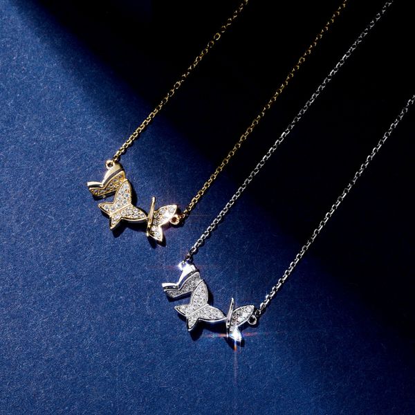 

design fashion 925 sterling silver jewelry gold plated butterfly necklace for women girls