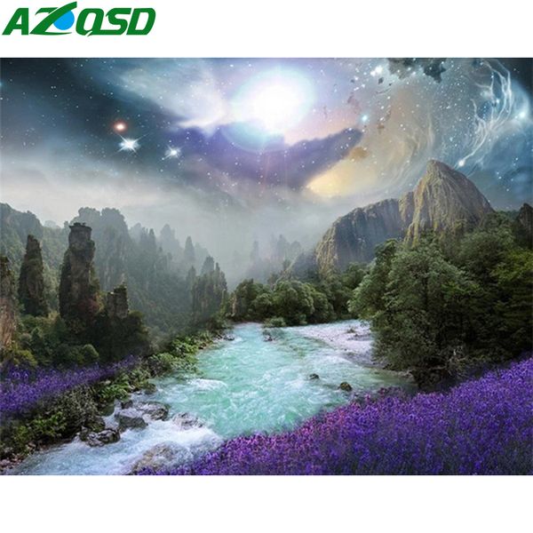 

wall art paint by numbers natural landscape diy unframe handpainted painting art coloring by numbers river unique gift