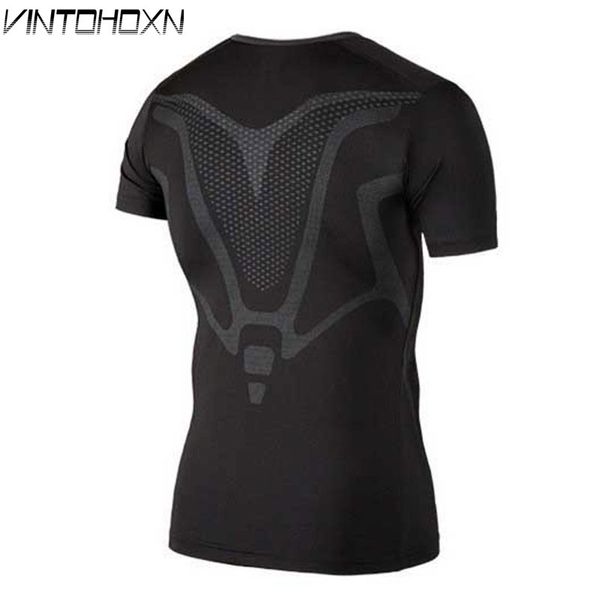 

2020 men workout gym fitness tee sport run yoga train male quick dry compression exercise muslce bodybuilding t shirt ux58, Black;blue