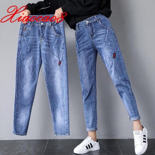 

soft denim harme pants women elestic loose mom jeans woman casual trousers womens clothing boyfriend jeans for women blue black