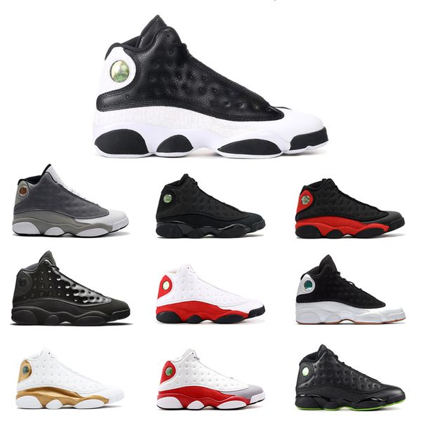 

13 13s men basketball shoes love & respect history of flight lucky green dmp cap and gown rivals mens trainers sports sneakers 7-13, Black