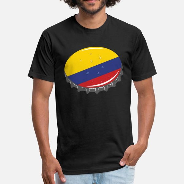 

colombia beer cap t shirt men design cotton euro size s-3xl fit fit authentic spring slim shirt, White;black