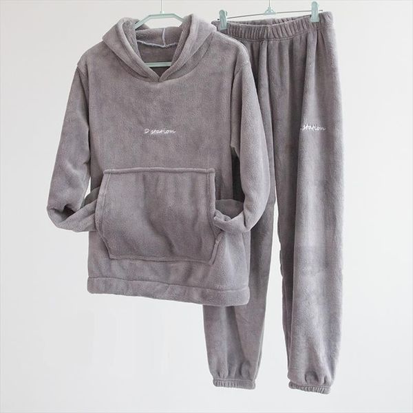 

autumn hoodies and long pants velvet 2 two piece set women streetwear loose tracksuit sweatsuit warm baggy woman clothes 2019, Gray