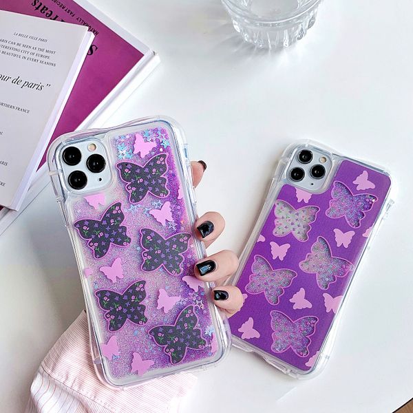 Жидкость Quicksand Мягкий чехол для iPhone SE чехол для 11Pro Max XS MAX XR 7 8 6 Plus Dynamic Butterfly Pattern Bling Блеск телефон Обложка