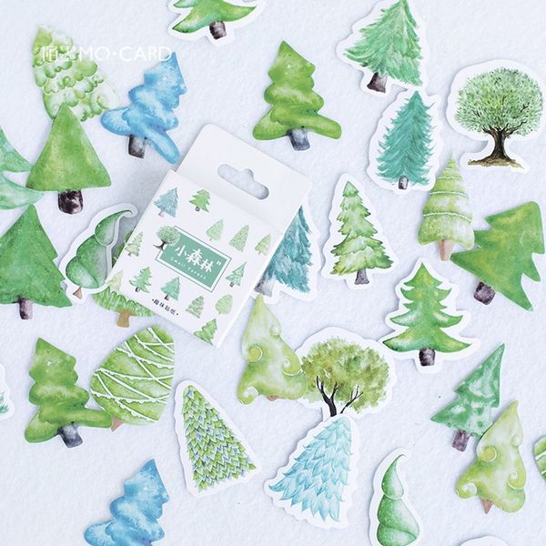 

45pcs/box small forest xmas tree decorative sticker set diary album label stickers diy stationery stickers gift diary deco pack