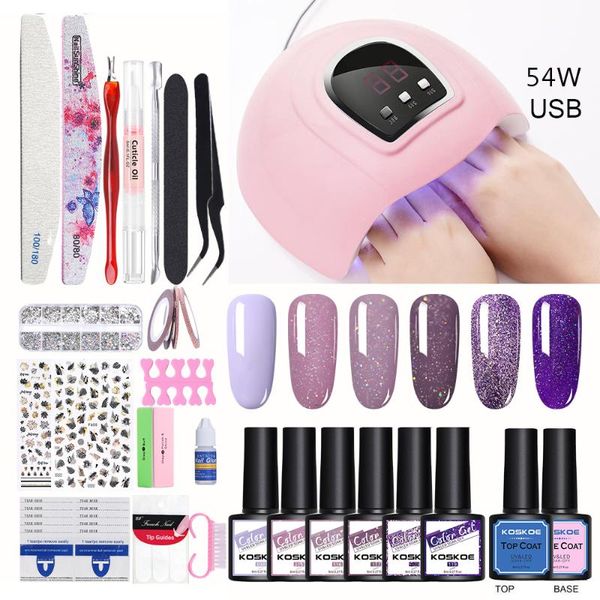 

koskoe manicures set nail gel polish kit for nail kit with 6/36/54w led lamp for art set gel varnish