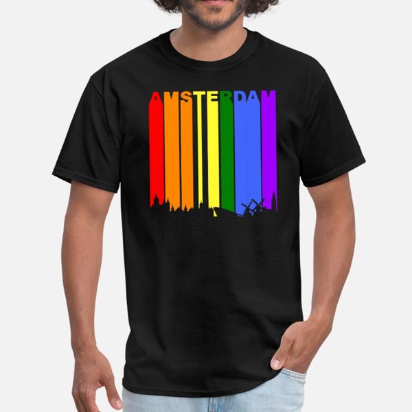 

амстердам нидерланды радуга lgbt gay pride тенниска мужчины заказные 100% хлопок плюс размер одежды 3xl sunlight смешной весна осень