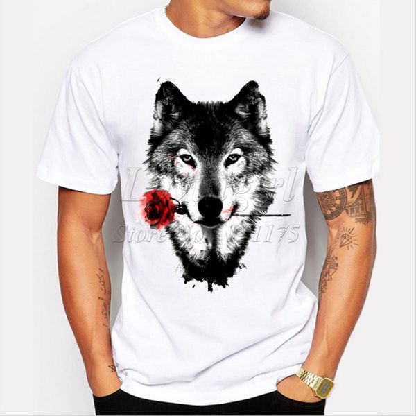 

fashion men's short sleeve black rose printed t-shirt man o-neck cool