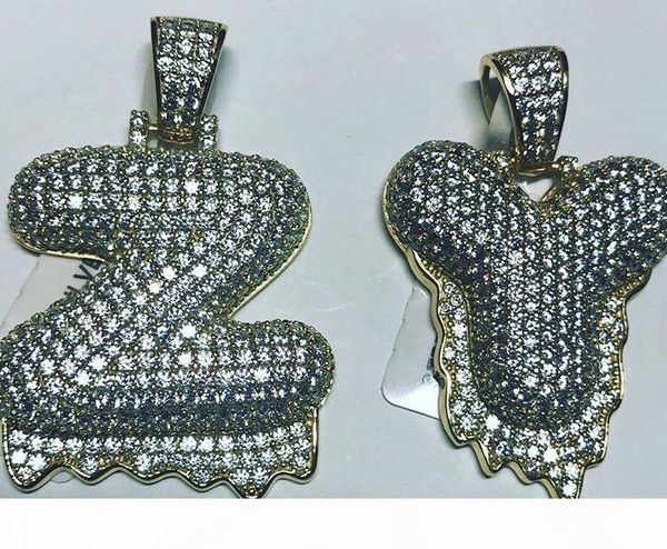 

newa-z custom name 0-9 bubble letters special exaggerate edge necklaces & pendant charm for cubic zircon rope chain hip hop jewelry gifts, Silver