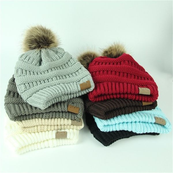 

winter brand female ball cap pom poms winter hat for women girl 's hat knitted beanies cap thick women's skullies beanies, Blue;gray