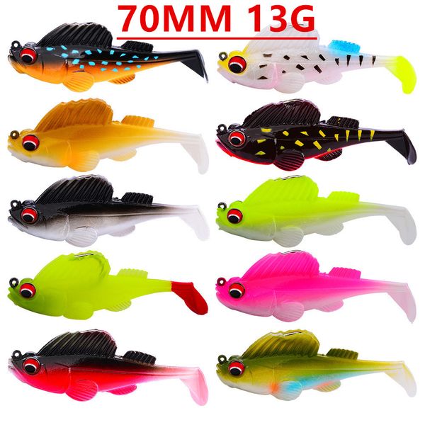 

mixed 10 color 70mm 13g jigs fishing hooks fishhooks single hook silicone soft baits & lures pesca fishing tackle accessories