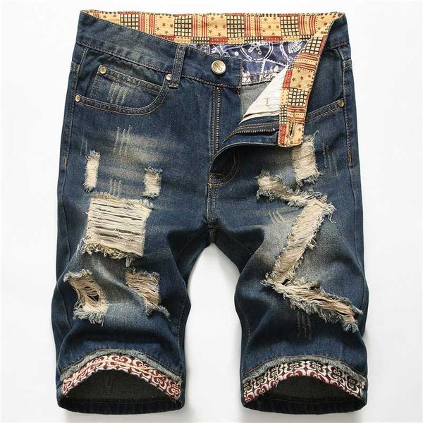 

2020 summer fashion mens ripped short jeans clothing cotton shorts breathable denim shorts male new fashion size 28-40, Blue