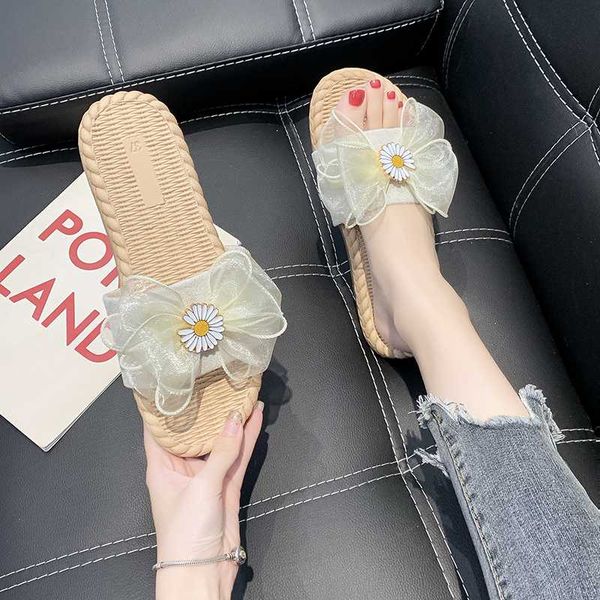 

luck a 2020 design women sweet slippers summer slides flowers open toe flat casual shoes sandal outdoor beach flip flops bottom, Black