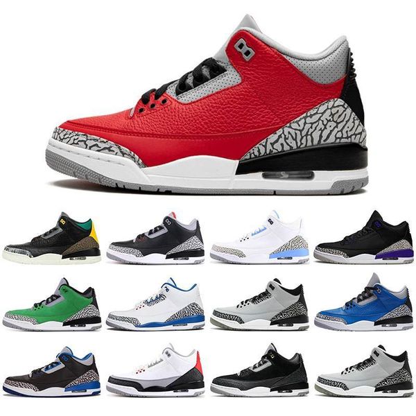 

jumpman 3s basketball shoes for men red cement court purple black cat wolf grey fire red breathable classic sports snesker mens trainer