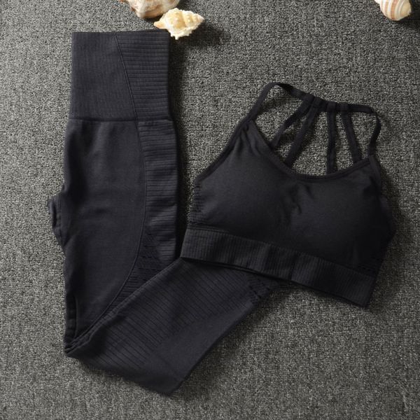 

european and american popular hollow fashion quick drying sports bra suit fitness back yoga breathable vest yoga pants, Gray