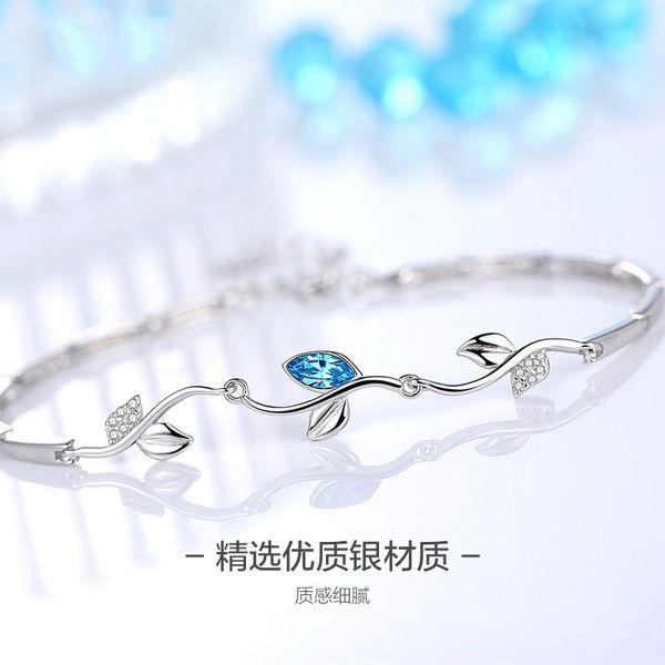 

link, chain romantic branches love set bracelets cupronickel leaf branch, Black