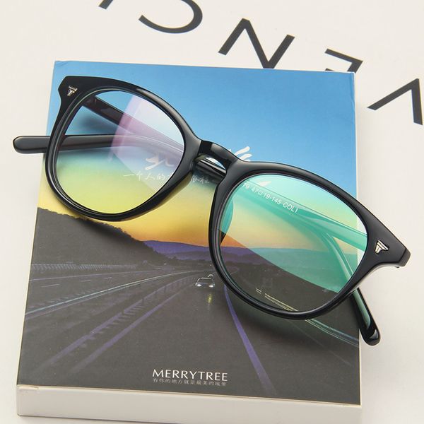 

classic rivets retro spectacle frames fashion trend framed mirror college wind men's and women's general flat glasses frames, Black