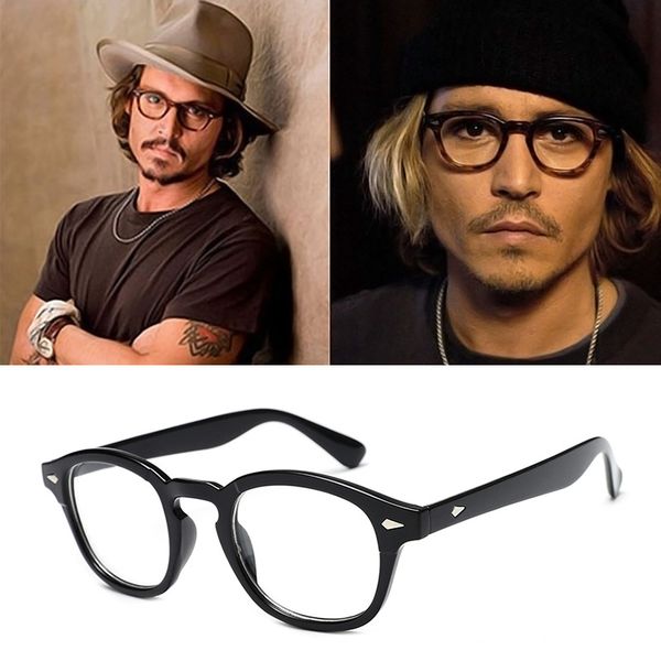 

vintage black round men's glasses 2020 new fashion rivet clear lens women's eyeglasses transparent eyewear johnny depp shades