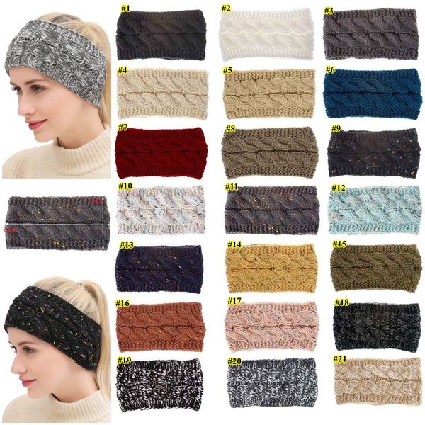 

21 цвета трикотажное twist стяжкой женщины зимние виды спорта ear warmer head wrap hairband мода аксессуары для волос kha597, Silver