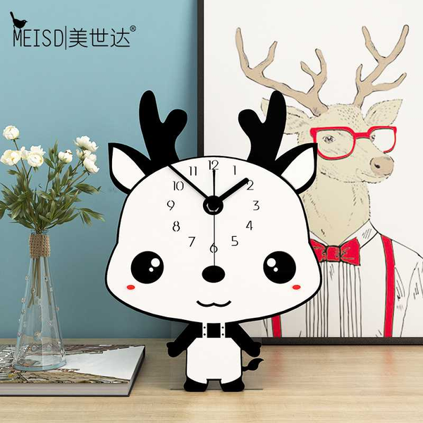 

meisd quality quartz cartoon table clock creative cute deer designer desk watch holder room horloge home decor ing