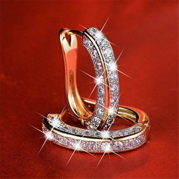 

februaryfrost brand small hoop earrings for women three colors available micro paved cz anniversary birthday fine gift daily accessory, Golden;silver