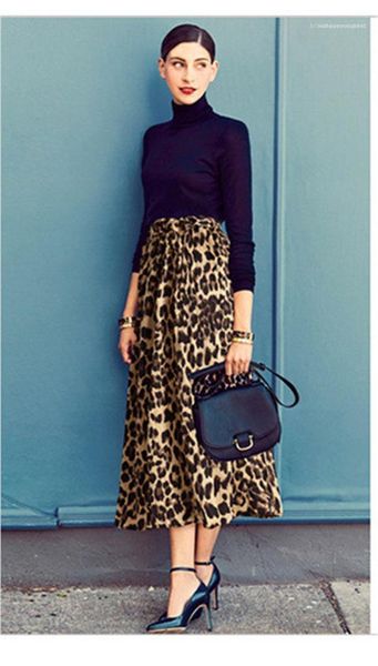 

panelled skirts urban leisure style casual plius size female clothing summer womerns designer skirts leopard printed, Black