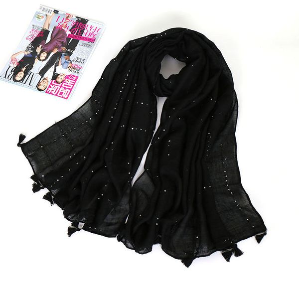 

2020 new chiffon scarf fashion joker solid color sequin national wind long scarves for women wrap shawl stole 78, Blue;gray