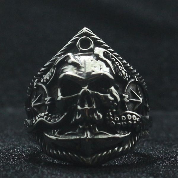 

cluster rings 316l stainless steel punk gothic ocs anchor pirate skull ring est, Golden;silver