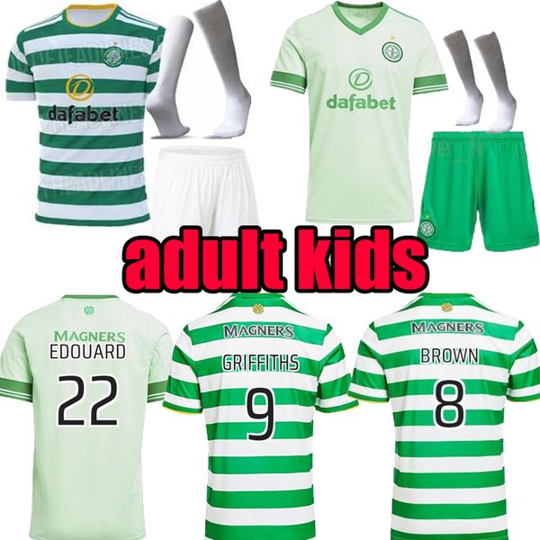 

20 21 celtic mcgregor griffiths home away soccer jerseys sinclair forrest brown rogic christie 2020 2021 men+kids green football shirts, Black;yellow