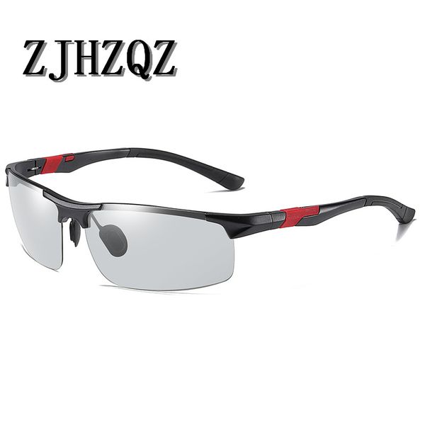 

pchromic sunglasses men polarized chameleon glasses male colour changing sun glasses day night vision car driving eyewear, White;black