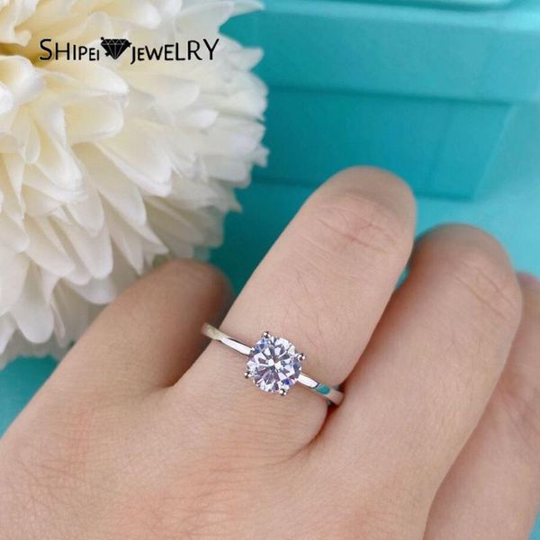 

shipei romantic 925sterling silver round cut greated moissanite diamonds gemstone wedding fine jewelry engagement ring for women, Golden;silver