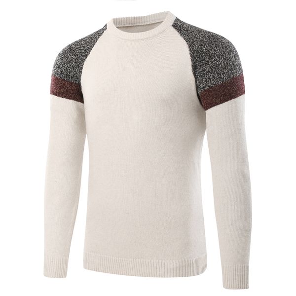

men's casual style keep warm sweater new arrivals o-neck pullovers men colored wool patchwork color sweaters men big size s-xxl, White;black